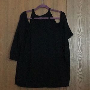 Black distressed off the shoulder sweater